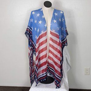 Steve Madden One Size All American Patriotic Swim Cover/Kimono.
